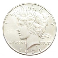 USA,Peace dollar 1934 aUNC+ ezüst 26.73g900