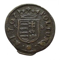 Magyarország,II. Rákóczi Ferenc 1 poltura 1707 KB - Jézus a jobb karon VF réz