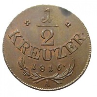 Ausztria,I. Ferenc 1/2 krajcár 1816 A EF+ réz