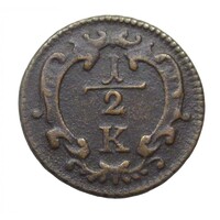 Ausztria,Lotharingiai Ferenc 1/2 krajcár 1760 VF+ réz