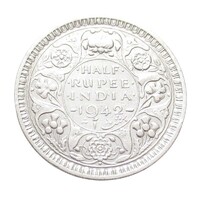 India,1/2 rupee 1942 - Bombay VF+ ezüst 5.84g500