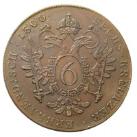 Csehország,I. Ferenc 6 krajcár 1800 C EF+ réz