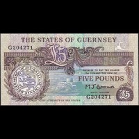 Guernsey 5 Pounds 1991-1995 P-53a UNC