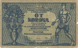 5 korona 1919 Osztrák magyar bank 1.