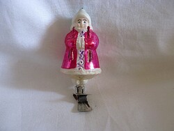 RÉGI ÜVEG KARÁCSONYFADÍSZ! - "TÉLI RUHÁS KISLÁNY"! (CSÍPTETŐS!) - MESEFIGURA!