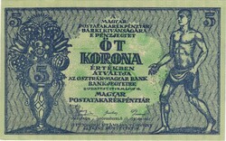 5 korona 1919 Osztrák magyar bank 3. UNC