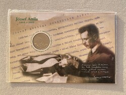 2005 József Attila születésének 100.évfordulója 10 Ft elsőnapi veret bliszter ALACSONY SORSZÁM:00777