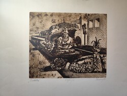 Eladó régi Farsang Sándor gyönyörű rezkarc!