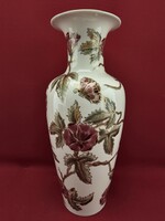 Zsolnay virágos és pillangós 35 cm-es váza