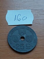 BELGIUM BELGIQUE - BELGIE 25 CENTIMES 1942 WW II. CINK, III. Leopold király  160.