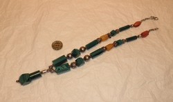 Impozáns méretű ezüst - malachit nyaklánc.