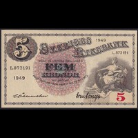 Svédország 5 Kronor 1949 P-33af UNC