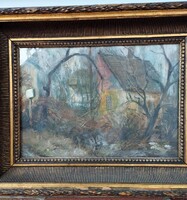 Hikádi Erzsébet  Zugló (1957) című gyönyörű olajfestménye