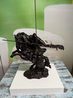 Kínai Harcos Lovas Bronzírozott Szobor BZ0