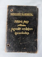 Magya Királyi Államvasutak Félárú Jegy Arcképes Igazolvány 1940