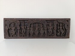 Antik buddhista dombormű faragott keményfa szobor kép Buddha Thaiföld 535 5990