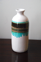 RETRO TÜRKIZ, BARNA FOLYATOTT MÁZAS IPARMŰVÉSZETI KERÁMIA VÁZA