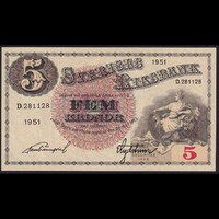 Svédország 5 Kronor 1951 P-33ah UNC