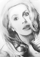 Angyalos László: Catherine Deneuve -Ceruza rajz (50X70)
