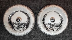 Hollóházi aranyozott porcelán hamutartó dísztál Jurcsák László Szász Endre tanítványa