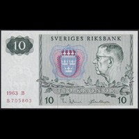 Svédország 10 Kronor 1963 P-52a UNC