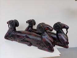 Antik ázsiai bútor nehéz keményfa faragott őrző kos pár asztal láb asztrológia csillagjegy 549 5994