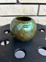 Zsolnay eozin Ginko leveles gömb váza