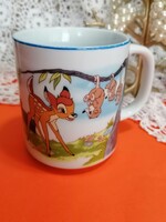 Retró, Japán porcelán Disney Bambi témájú mesemintás nagy porcelán bögre.