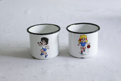 Budafoki, zománcozott, gyerekbögre 2,5 dl, kisdobosok számára gyártva. Ár/ 2 db