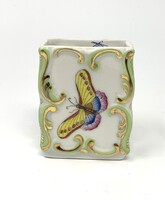 Herendi Viktória mintás pillangós jelzett kézzel festett porcelán gyufatartó RZ