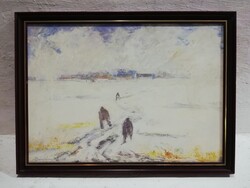 Dudás Gyula (1929 - 2015) - Tél a pusztán /50x70cm, olaj/