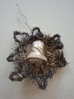 Antik üveg karácsonyfadísz csengő kisharang