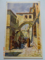 Régi postatiszta képeslap: Jerusalem - Via Crucis -  - Hollós Endre grafika
