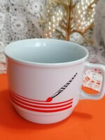 Retró,  Zsolnay körbe piros csíkos, ecsetmintás, bögre, csésze  50