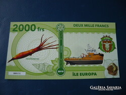 ILE EUROPA 2000 FRANK / DEUX MILLE FRANCS 2018 TINTAHAL HAJÓ HAL! RITKA FANTÁZIA PAPÍRPÉNZ! UNC!