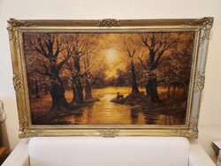 Pazar színvilágú erdei festmény ( nagy méret )