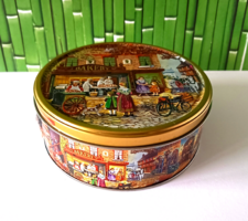 VINTAGE DOMBOR NYOMOTT DÁN KARÁCSONYI PLÉH KEKSZES DOBOZ