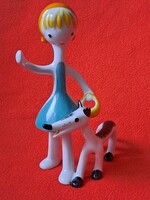 Makulátlan állapotú, Hollóházi art deco Piroska és a farkas porcelán figura