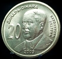 Szerbia 20 Dinár, 2009 130. Évforduló - Milutin Milankovic születése C13D1