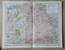 "Bajorország térképe" cca 1900 A Pallas Nagylexikon térkép melléklete