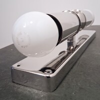 Art deco - Bauhaus 2 égős nikkelezett fali lámpa felújítva