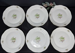 Herendi hecsedli, csipkebogyó mintás tányér (6db).