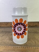 -AV814- Régi Hollóházi Porcelán Virágos Horpasztott Váza