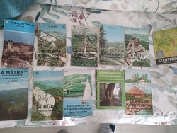 10 db retró turistatérkép, Mátra, Balaton, Bükk, Kőzeg, Börzsöny, Pilis, stb. 1980-90