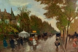 NAGYMÉRETŰ Berkes Antal (1874-1938) - Párizsi utcarészlet 1917