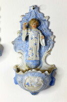Gyönyörű, antik, biszkvit porcelán szenteltvíz tartó