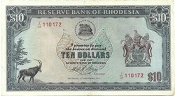 10 dollár dollars 1975.09.15. Vj. C.Rhodes Rodézia Rhodézia Rhodesia Ritka.
