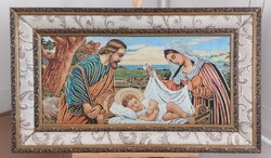 Beautiful Large Tapestry Picture of the Holy Family 98x59 cm with Frame