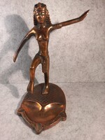 Art deco, rezezett egyiptomi figurális hamutartó