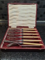 Vintage Sheffield Joseph Rogers & Sons Ltd epns halszedő evőeszköz készlet műcsont nyelű kés villa